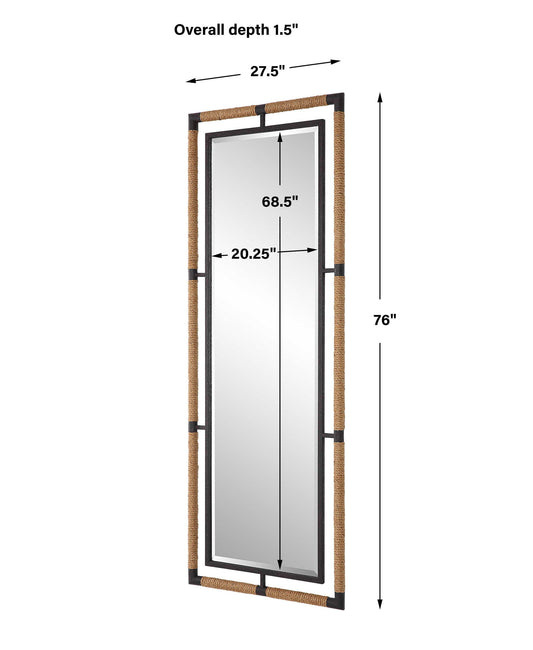 Melville - Iron & Rope Tall Mirror - Light Brown