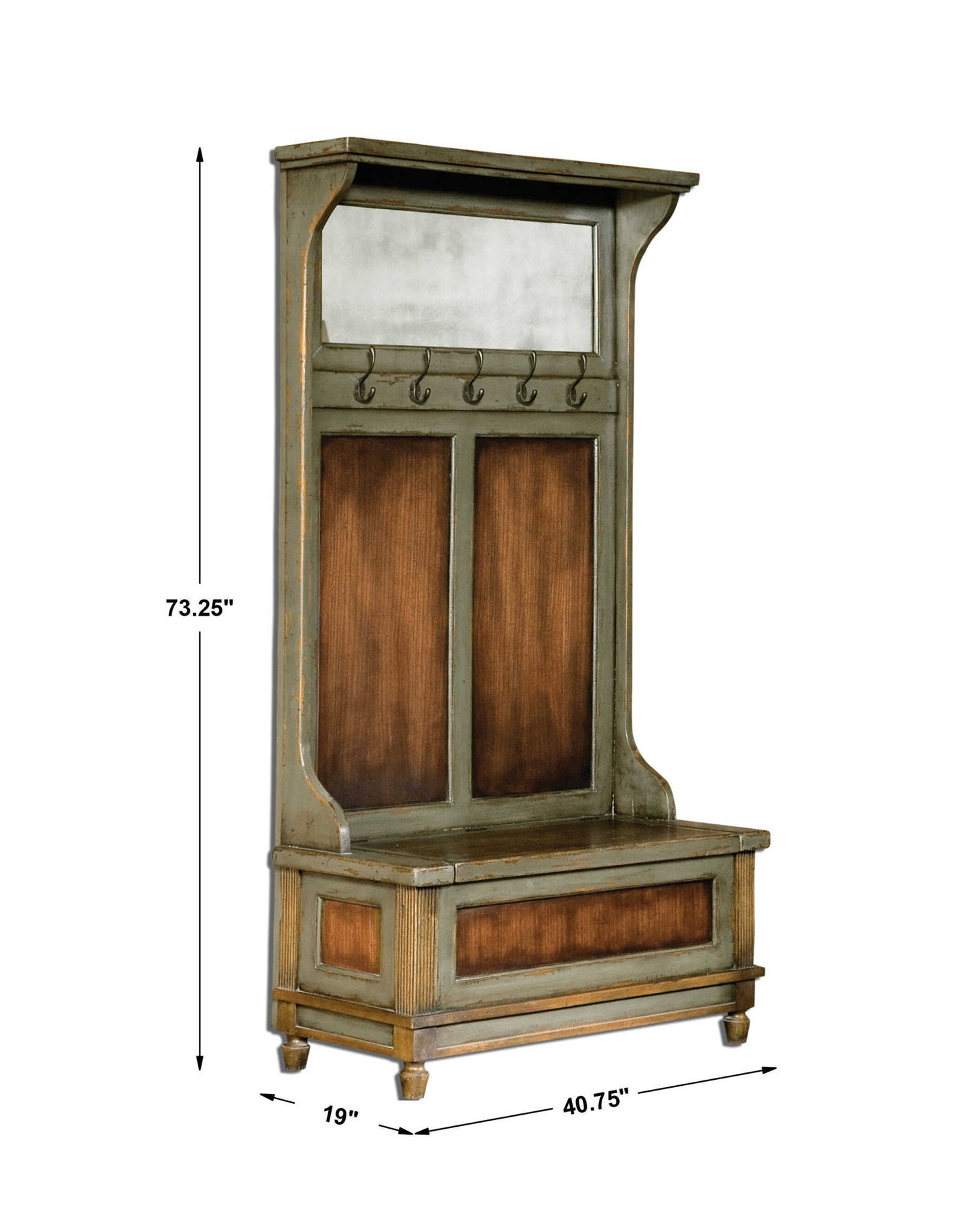 Riyo - Distressed Hall Tree - Light Brown