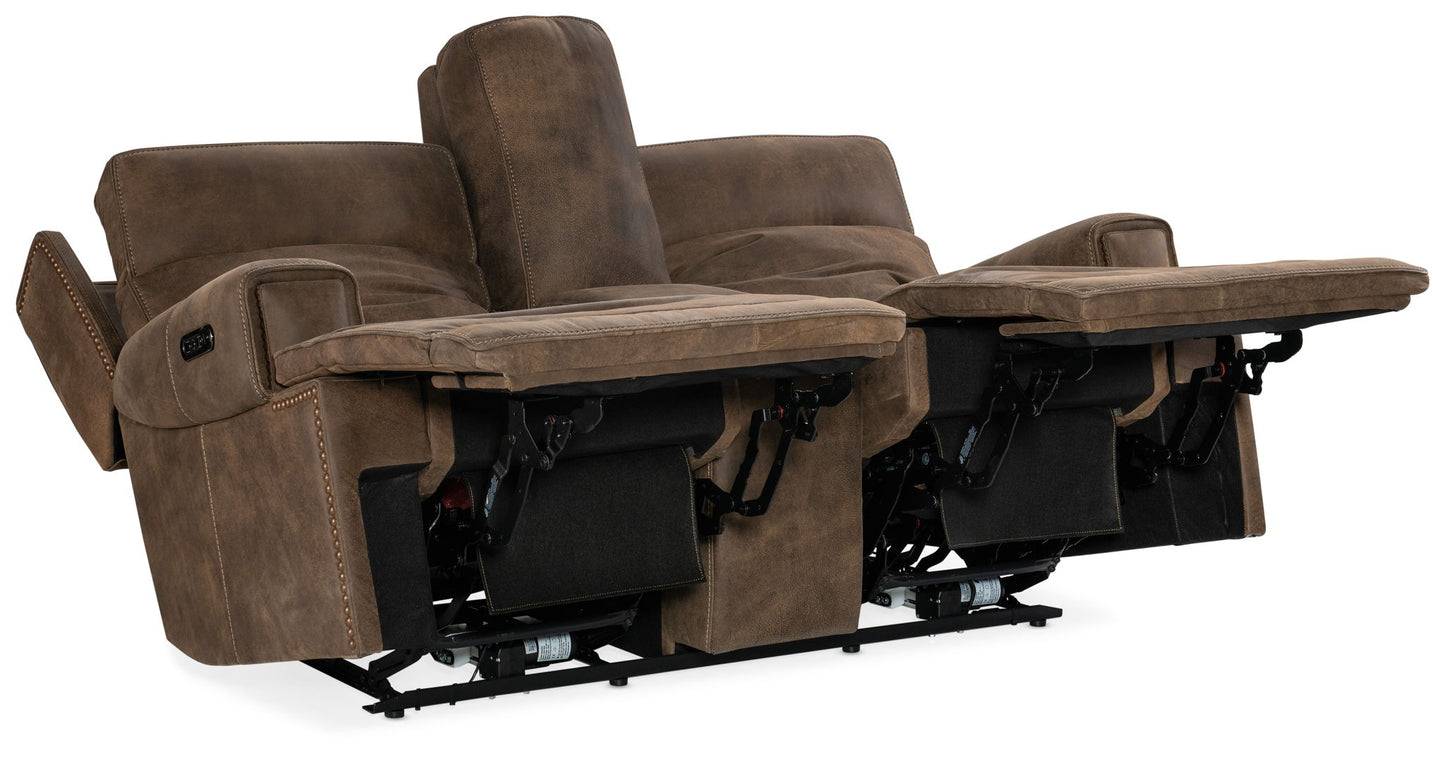 MS - Wheeler Power Console Loveseat With Power Headrest - Dark Brown