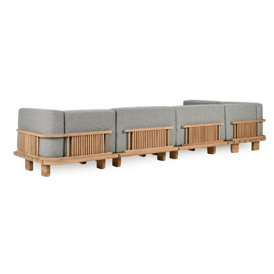 Hudson - Outdoor 6 Piece Sectional - Natural/Gray