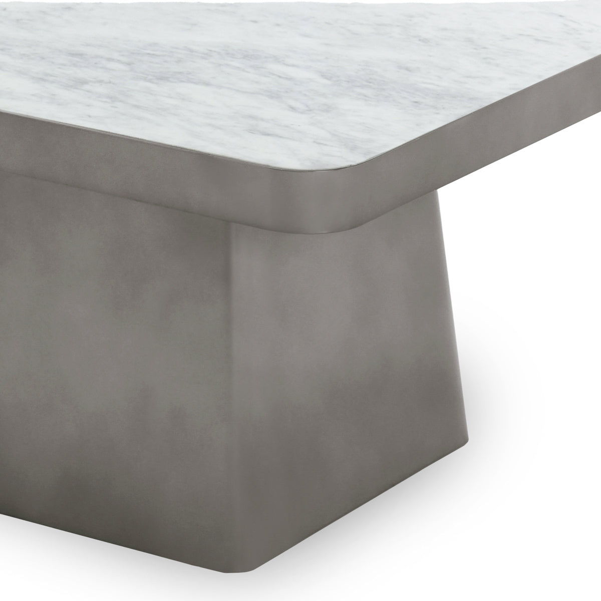 Far - Marble/Metal 31" Square Coffee Table - White/Slate Gray