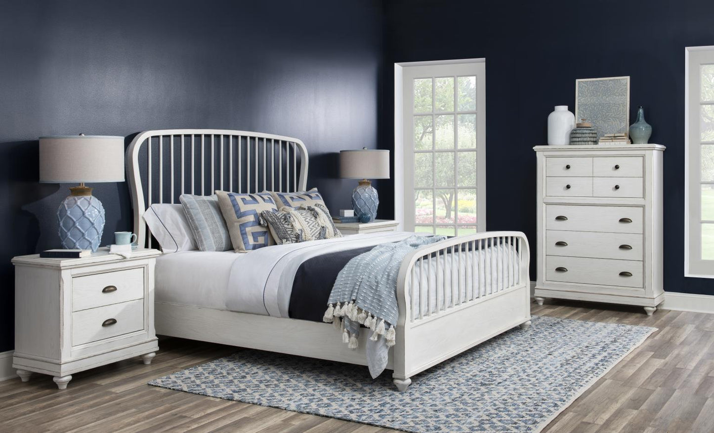 Cottage Park - Spindle Headboard King / California King - Aged White