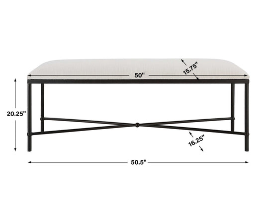 Avenham - Black Framed Bench - White