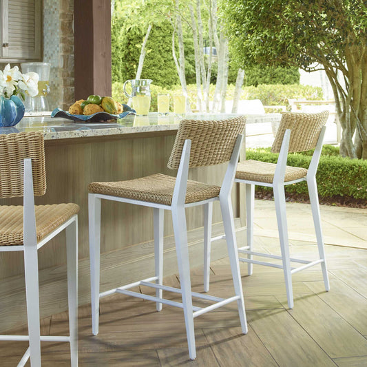 Calbas - Outdoor Counter Stool - White / Woodtone