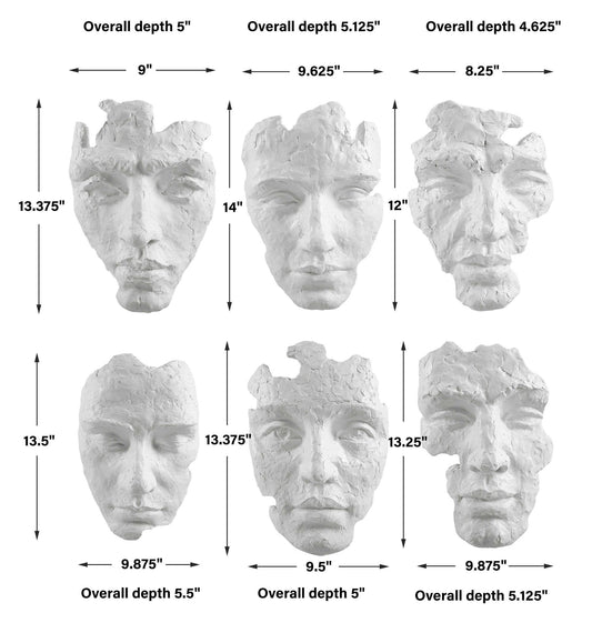 Self-Portrait - Mask Wall Decor (Set of 6) - White