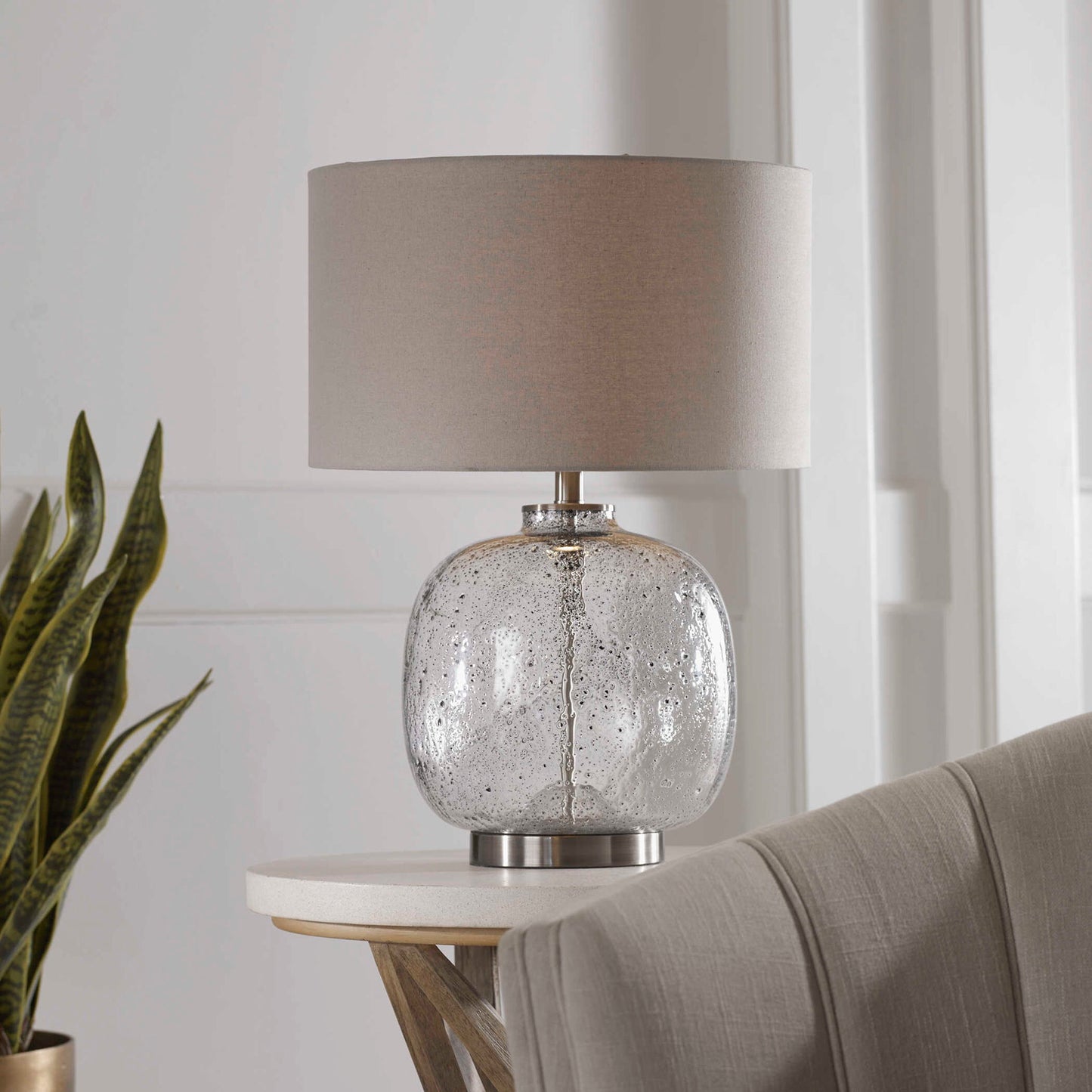 Storm - Glass Table Lamp - Pearl Silver