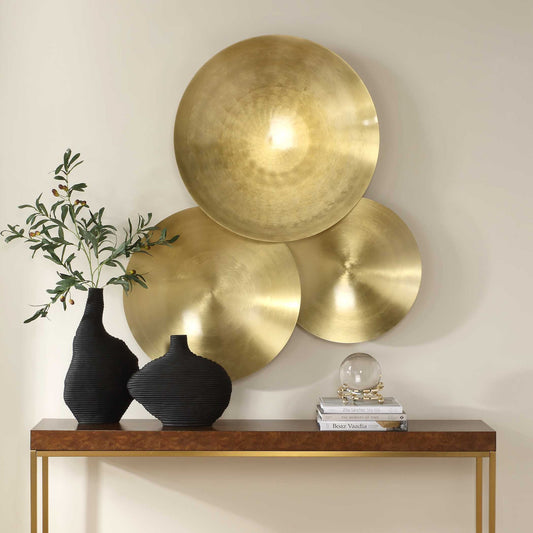 Cymbalic - Round Brass Wall Art (Set of 3) - Brass