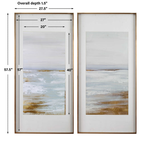 Coastline - Framed Prints (Set of 2) - Light Brown