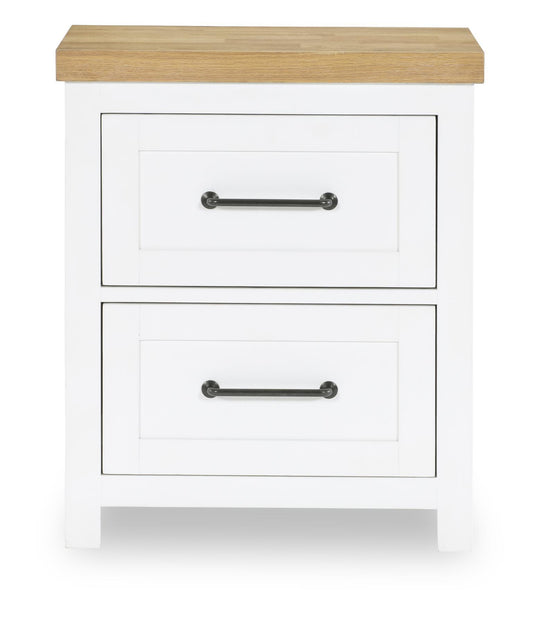Horizons - 2 Drawers Nightstand - Pure White / Natural Oak