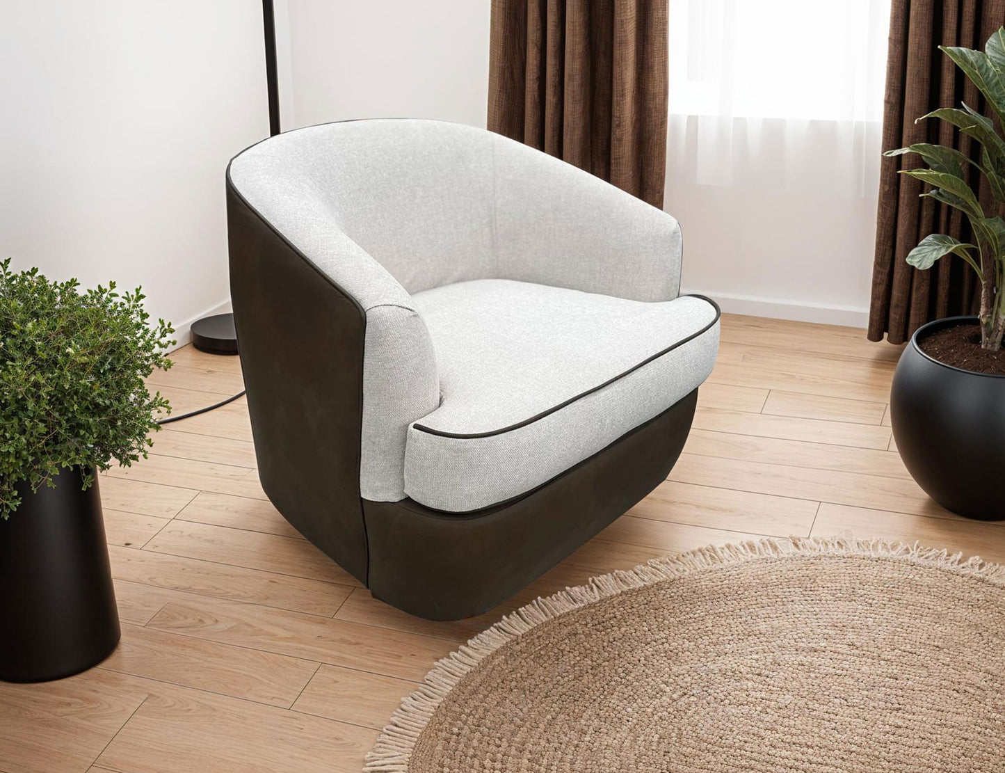 Tumbi - Armchair - Ivory / Brown