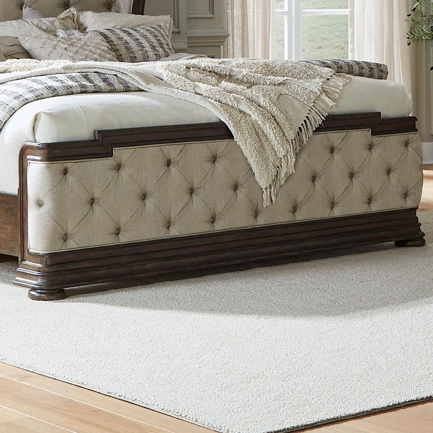 Provence Park - King Upholstered Shelter Footboard - Brown