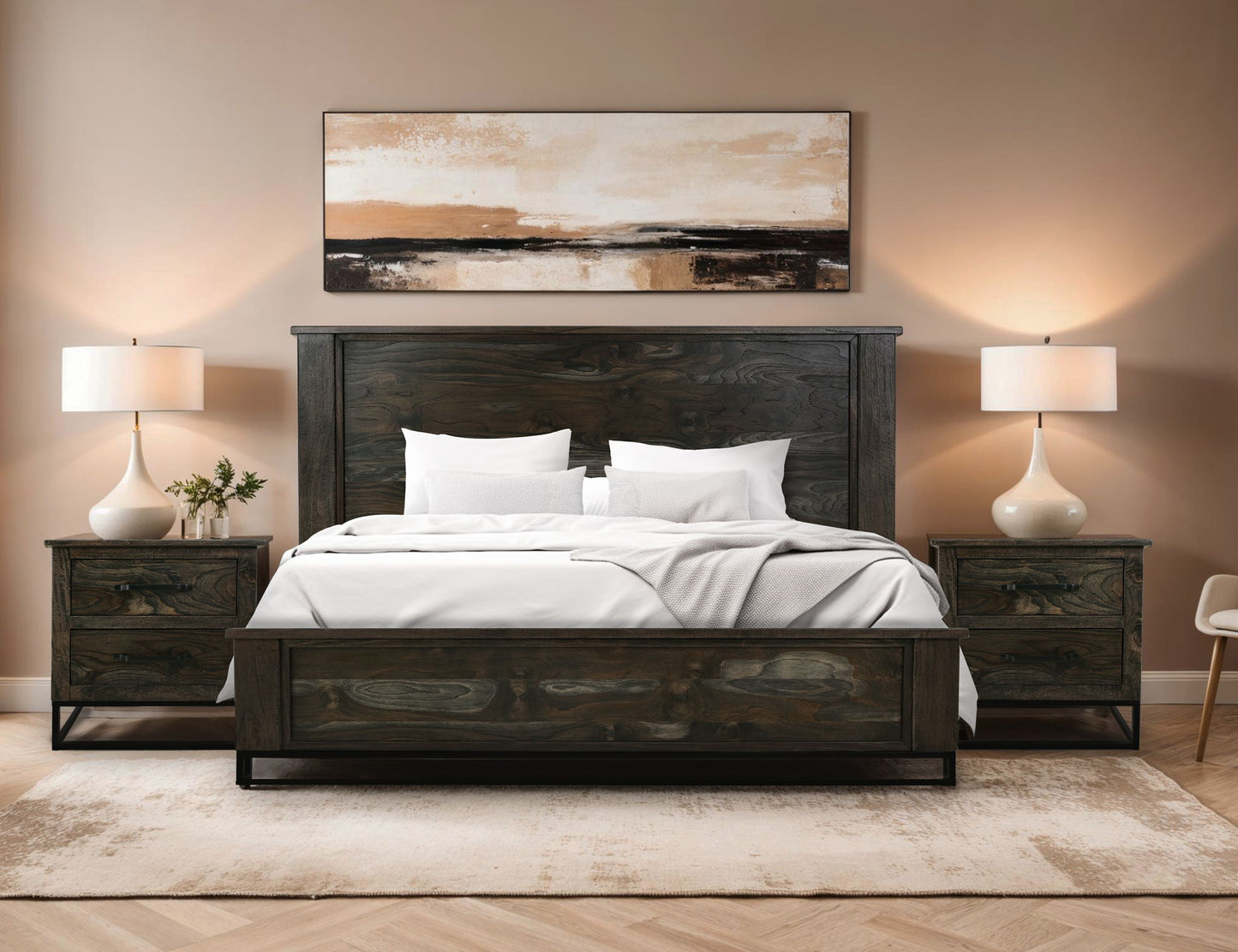 Teak - Queen Headboard - Oil Black
