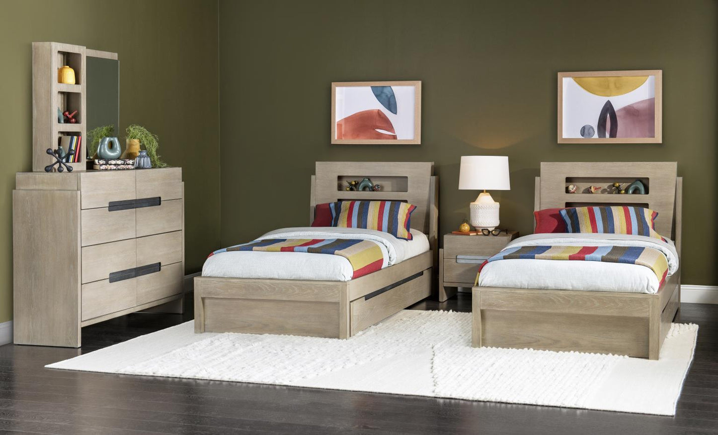 District - Panel Headboard Twin - Weathered Oak