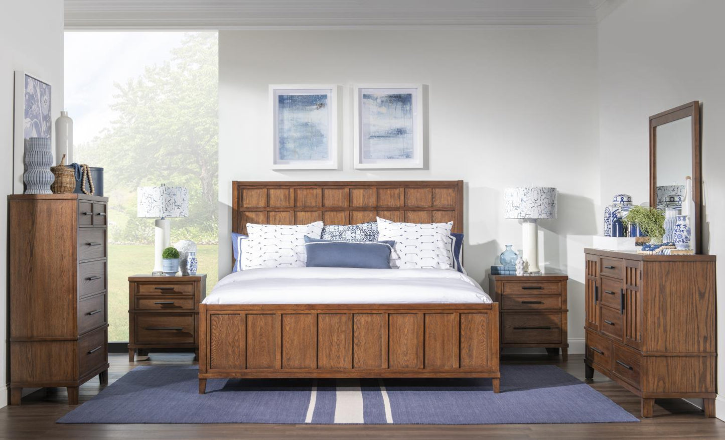 Horizons - King Panel Headboard - Dark Amber