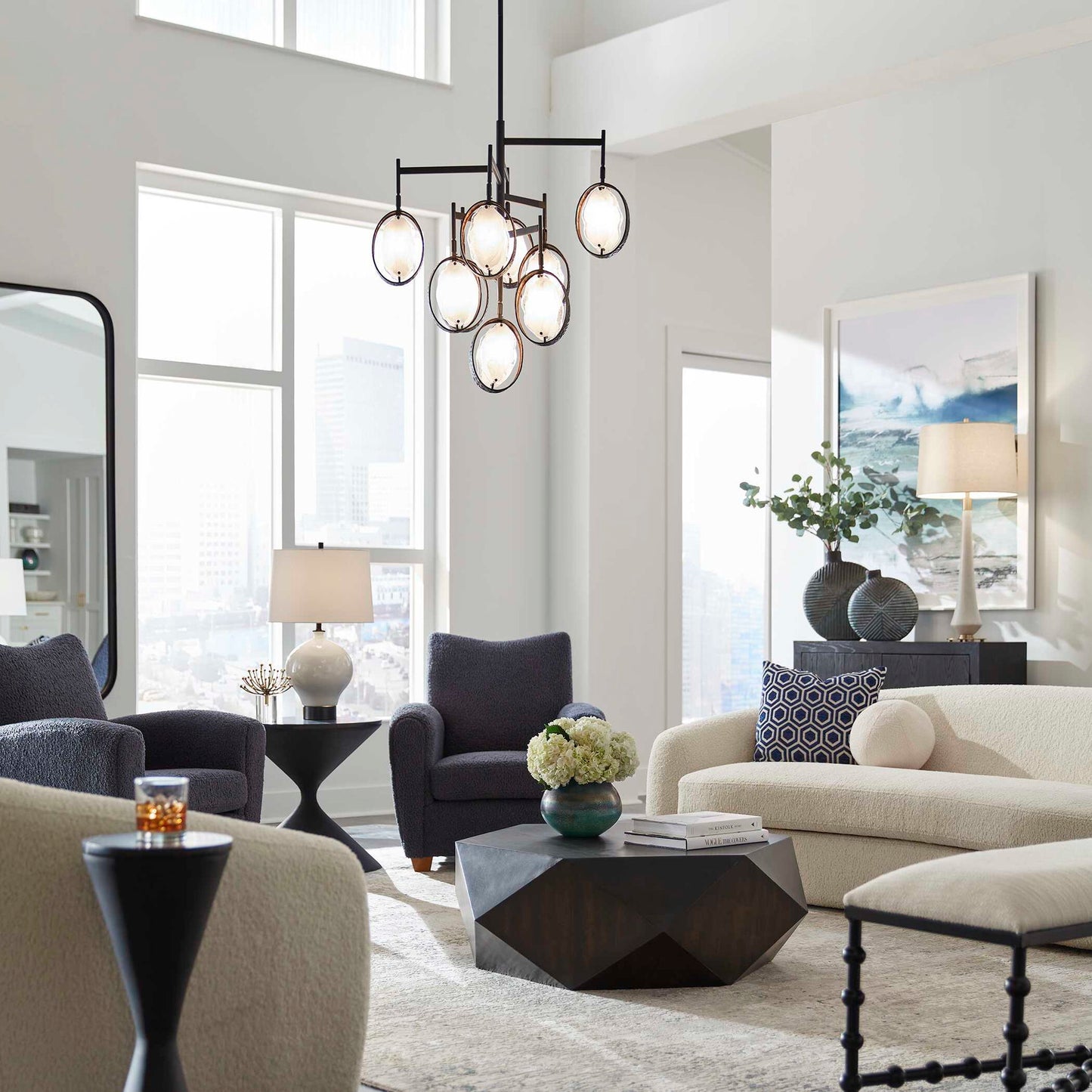 Maxin - 9 Light Chandelier - Dark Bronze