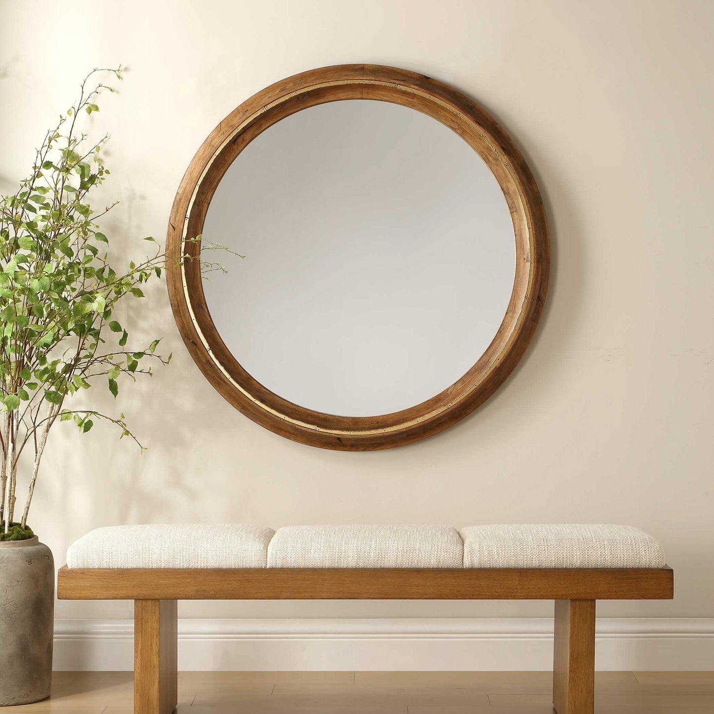 Frontier - Round Wood Mirror - Woodtone