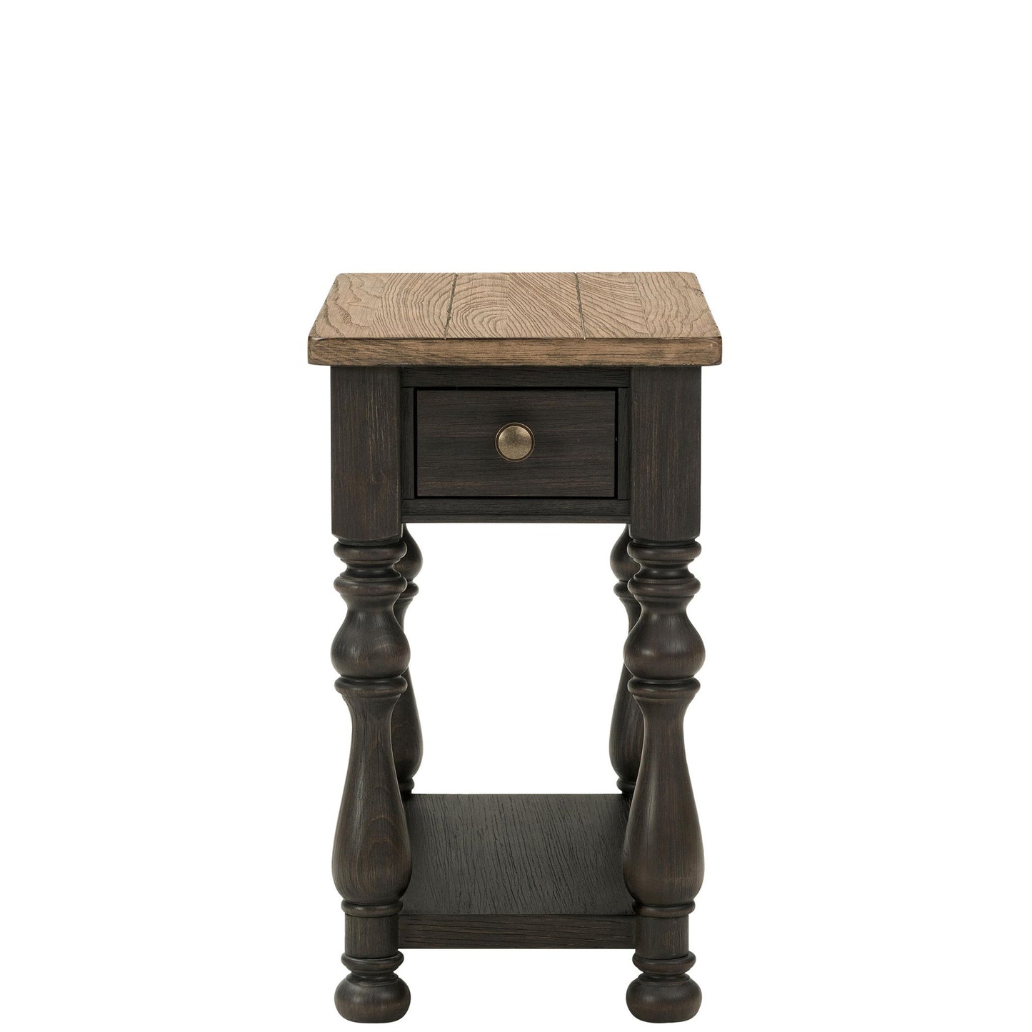 Barrington Two Tone - Chairside Table - Antique Oak / Matte Black