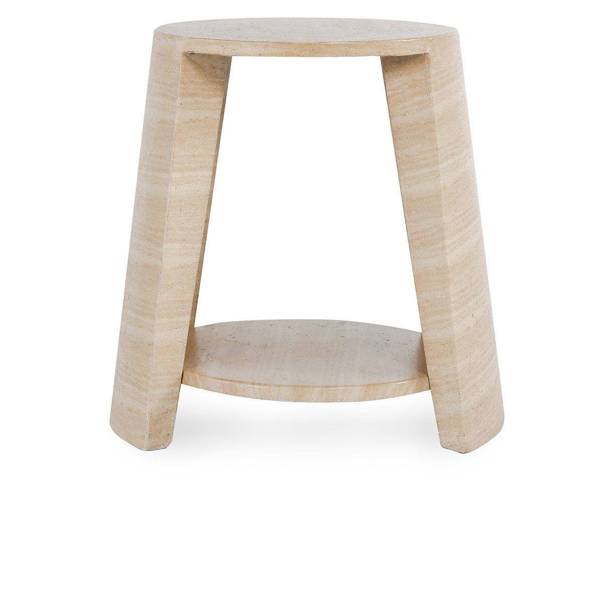 Rosen - Outdoor Concrete Round End Table - Travertine