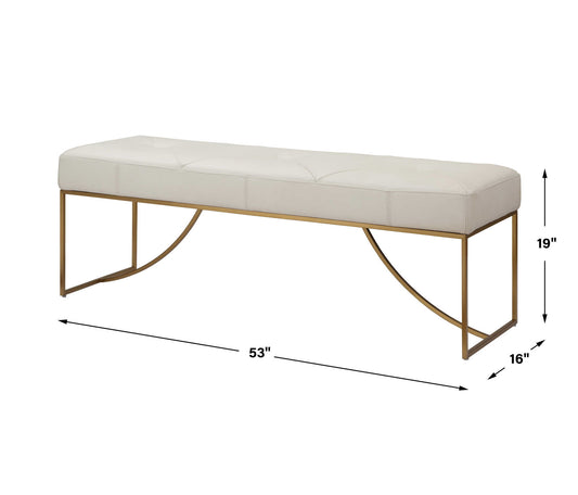 Swale - Ivory Leather Bench