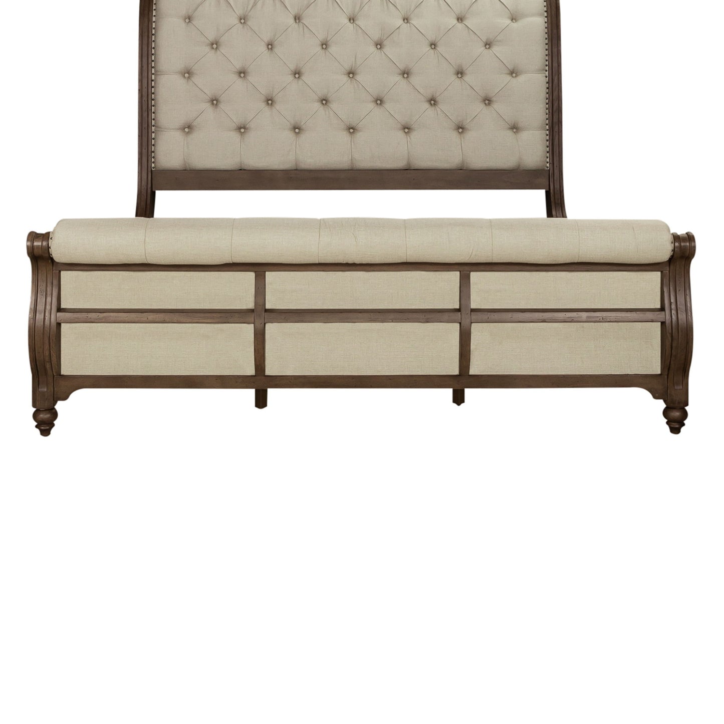 Americana Farmhouse - King Upholstered Sleigh Footboard - Light Brown