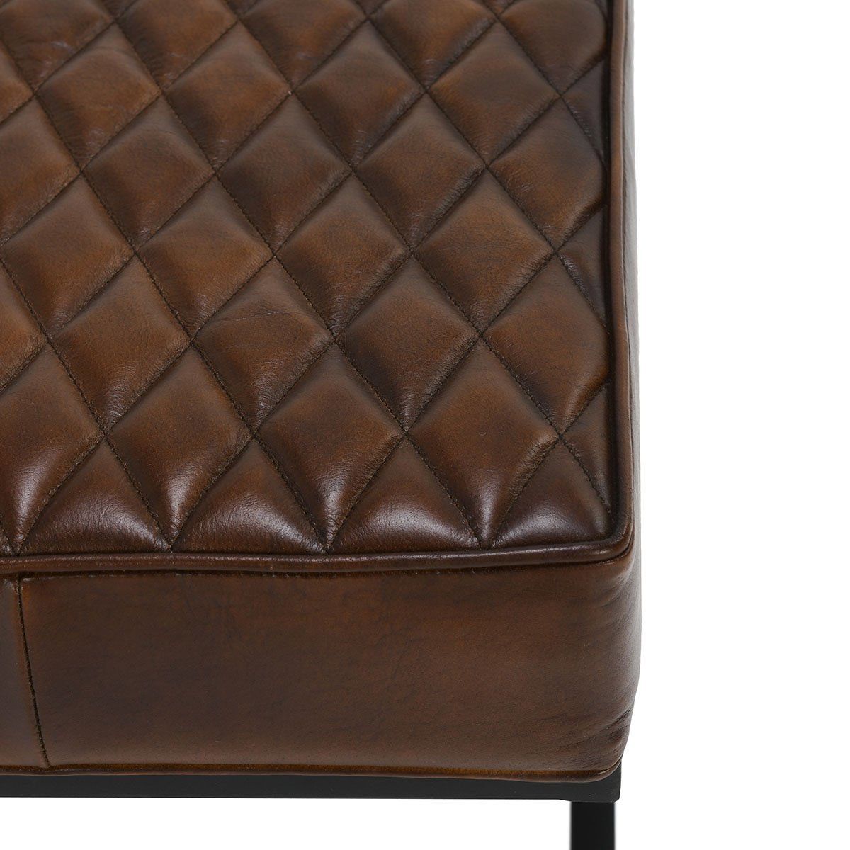 Bruno - Leather Rectangle Stool - Rustic Brown