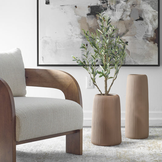 Ridge - Vases (Set of 2) - Light Brown