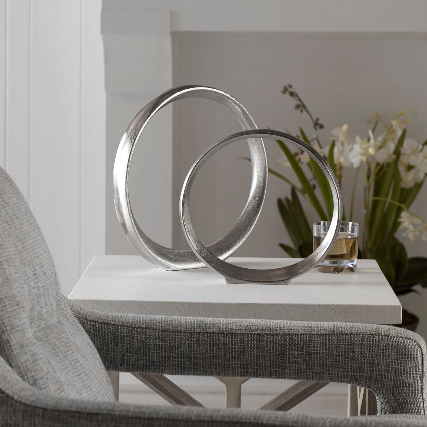 Orbits - Ring Sculptures (Set of 2) - Nickel