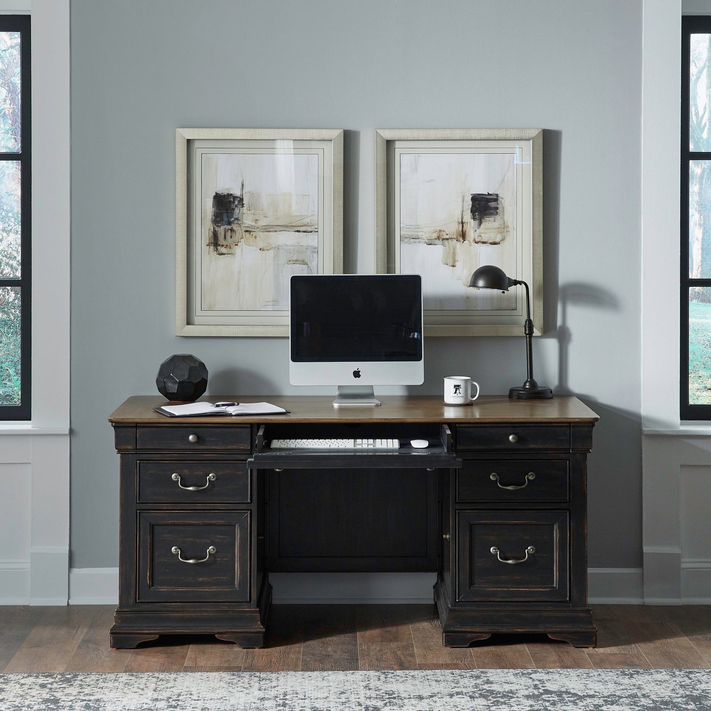 Meritage - Jr Executive Desk Top - Aged Charcoal