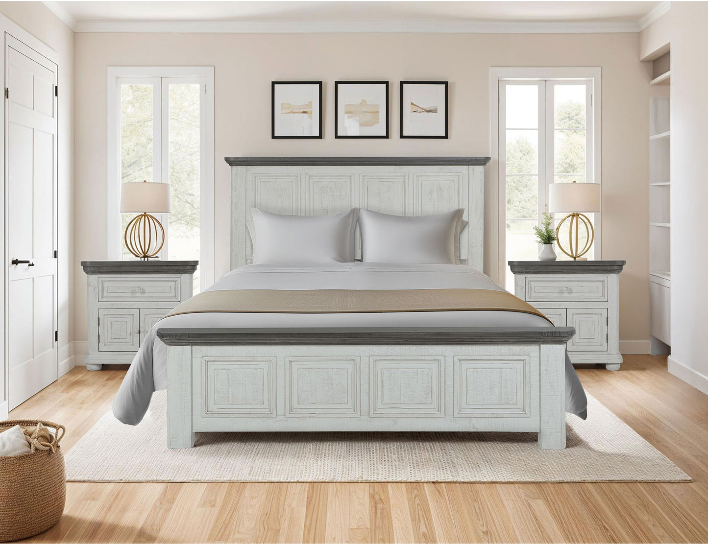 Luna - King Headboard - Off-White / Gray