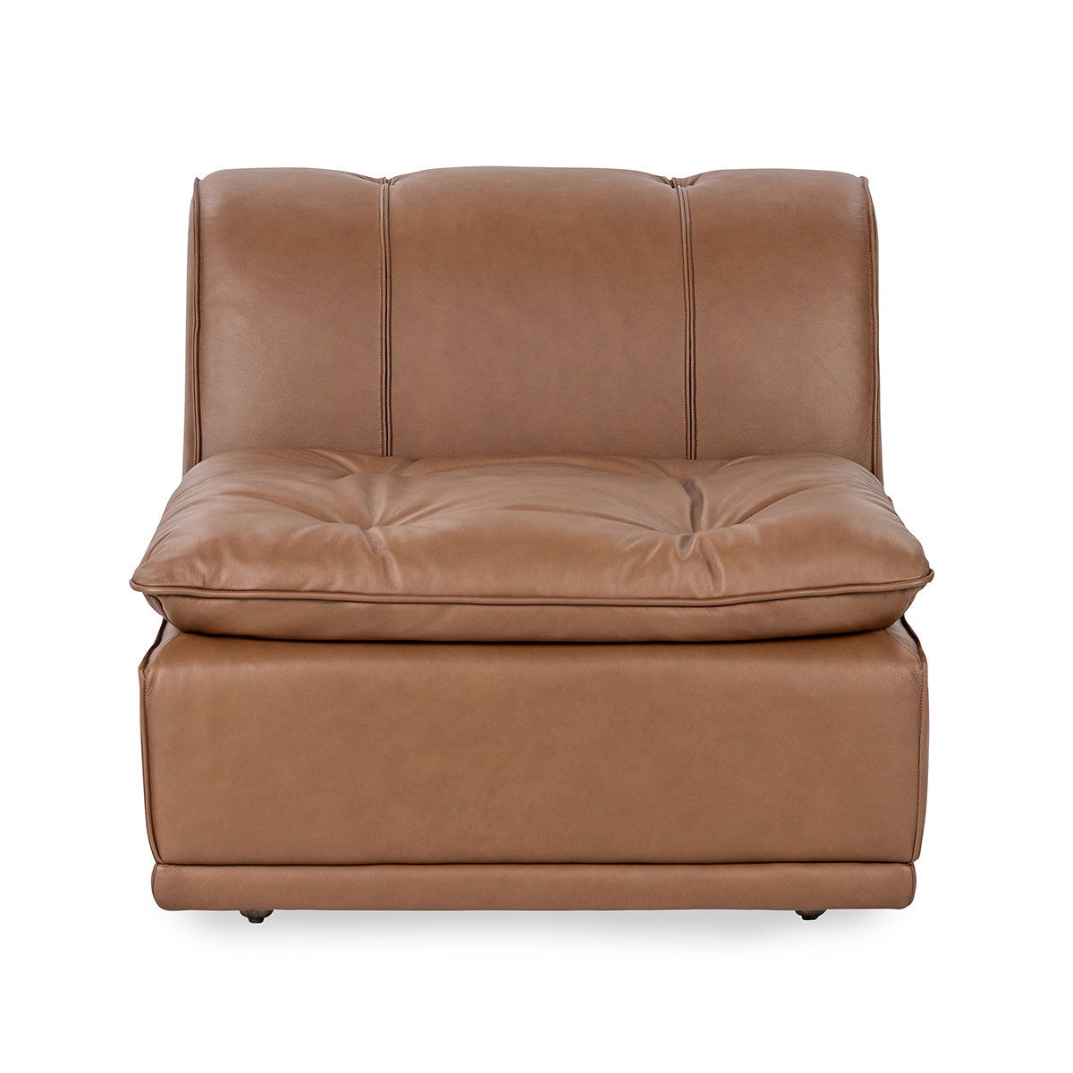 Haven - Leather Armless Chair - Toffee Brown