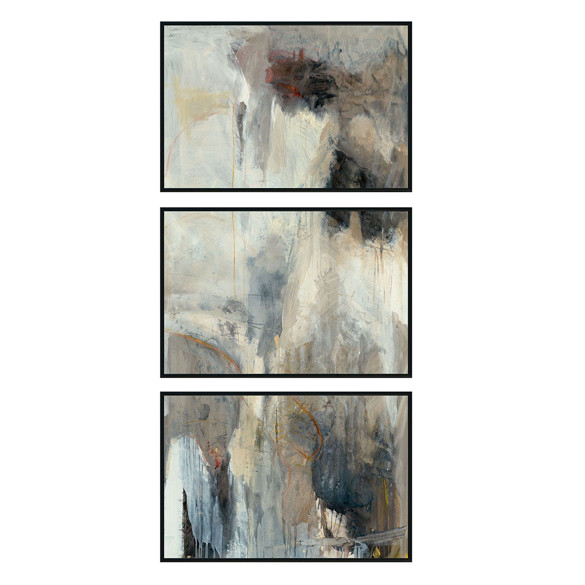 Scar - 72" x 36" Painting By Buddy Whitlock (Set of 3) - Black
