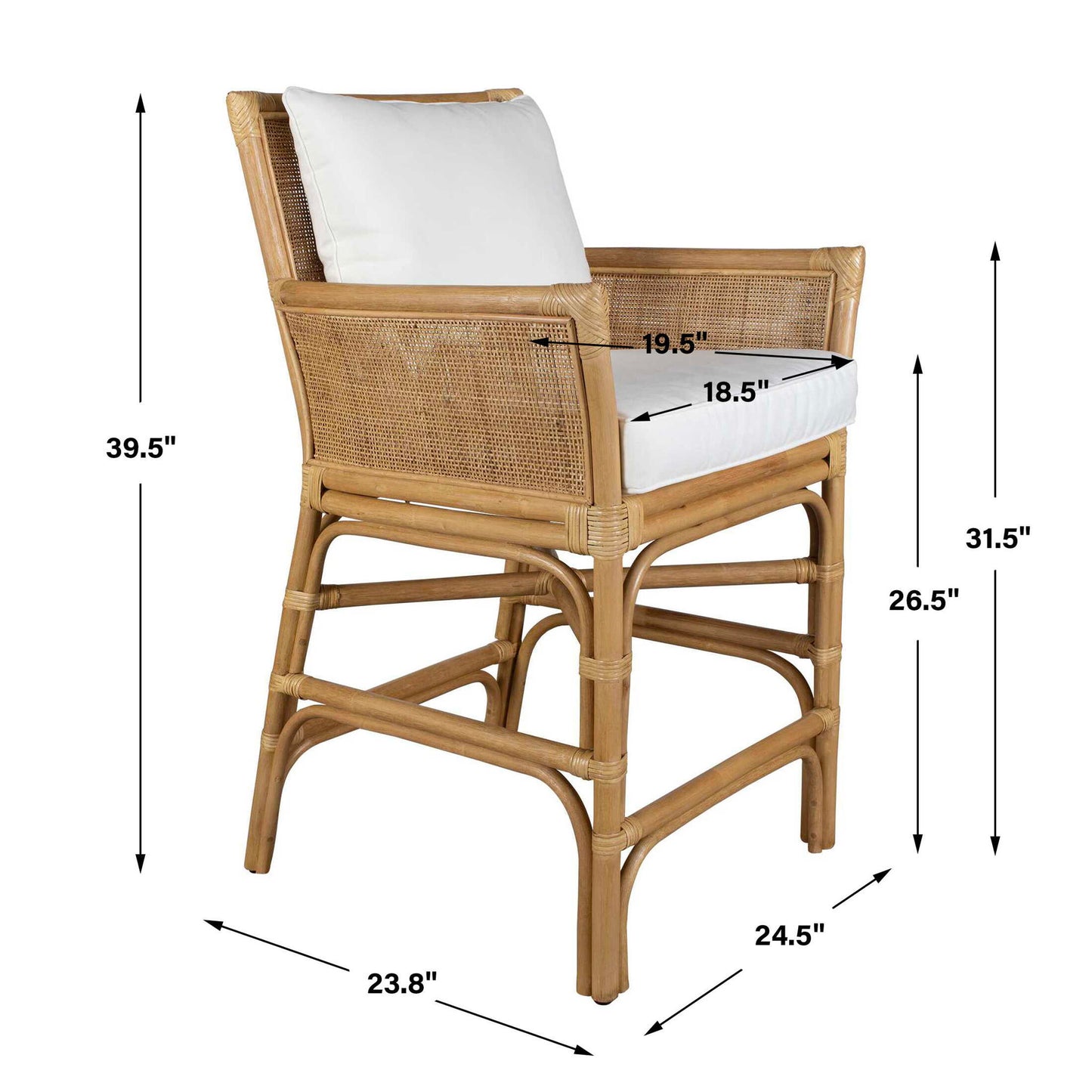 Pacific - Rattan Counter Stool - Brown / White