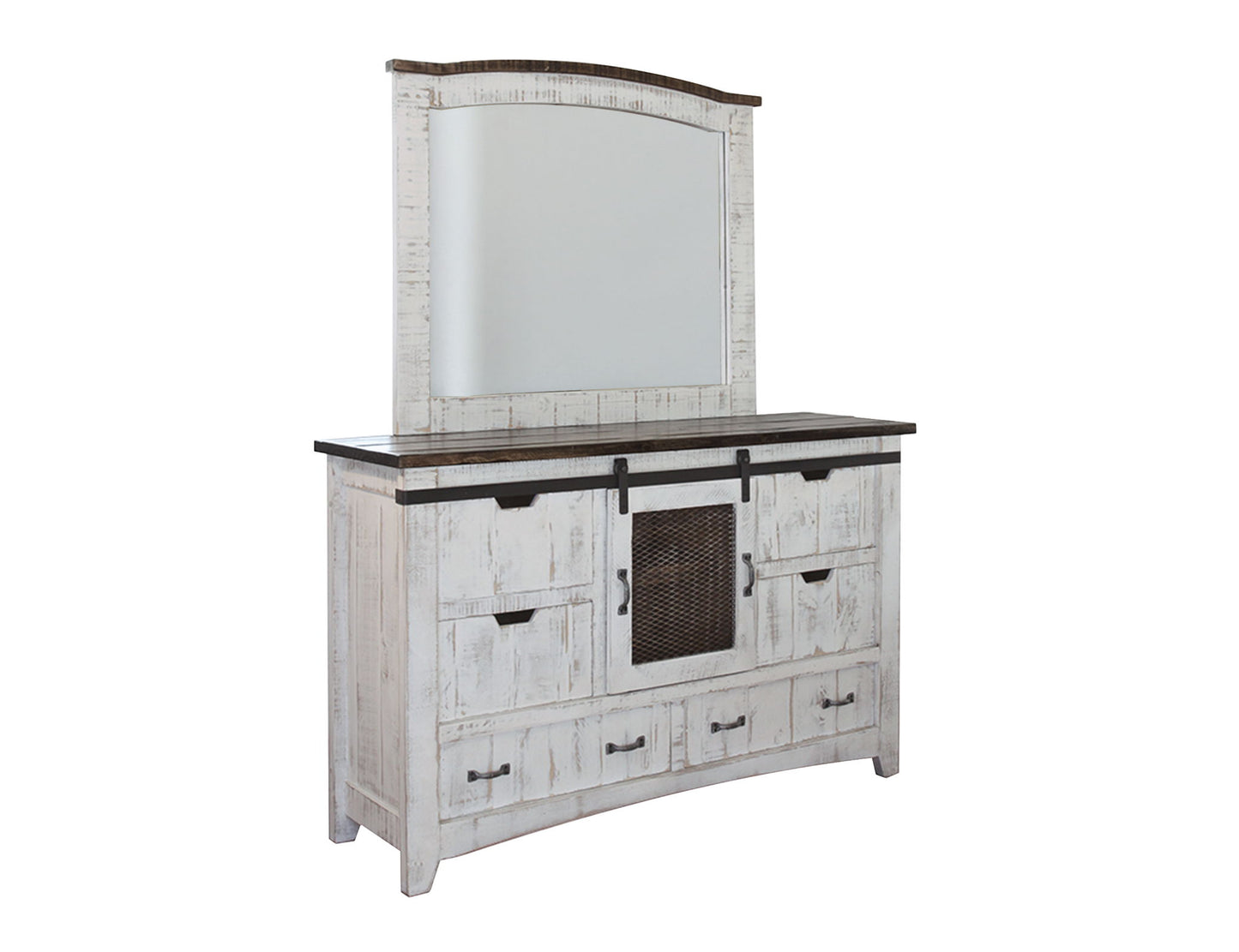 Pueblo - Mirror - Antiqued White