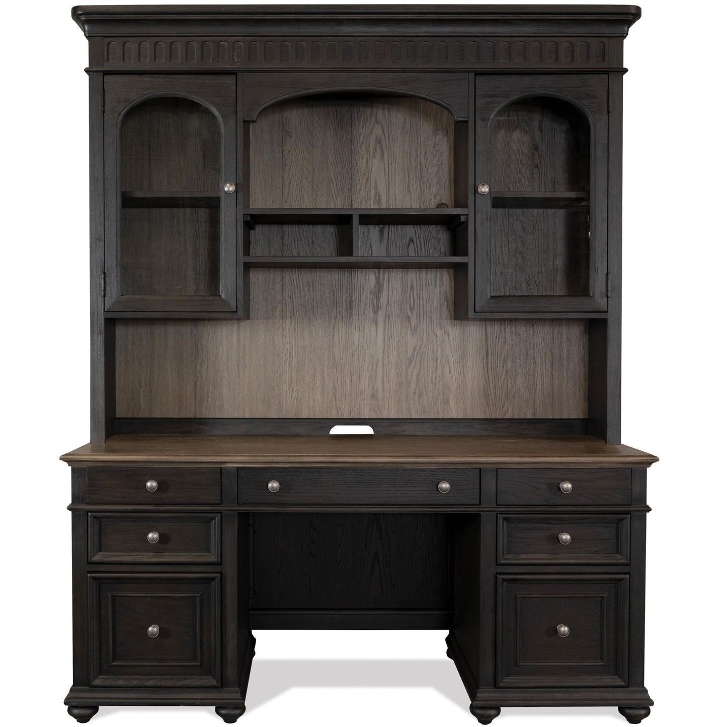 Regency - Credenza Hutch - Antique Oak / Matte Black