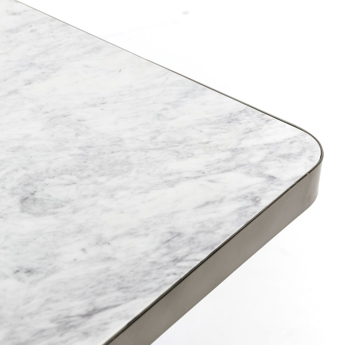 Far - Marble/Metal 20" Square End Table - White/Black
