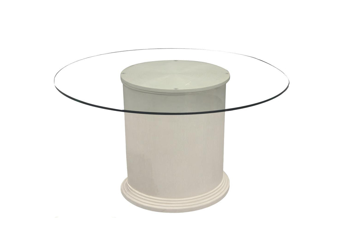 Maren - Round Glass Top - Fresh Canvas