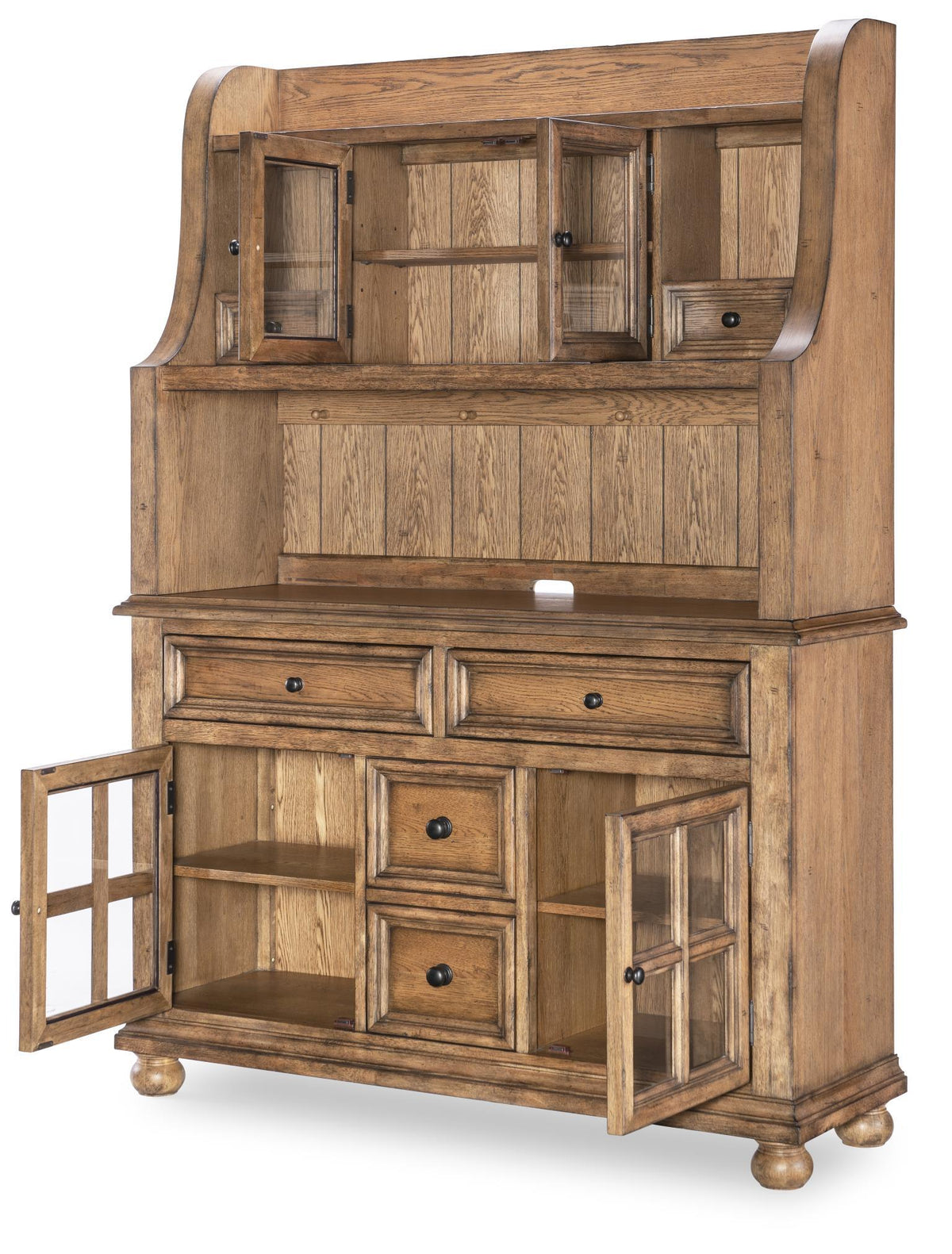 Vintage Market - Complete Hutch And Server - Barnwood Oak