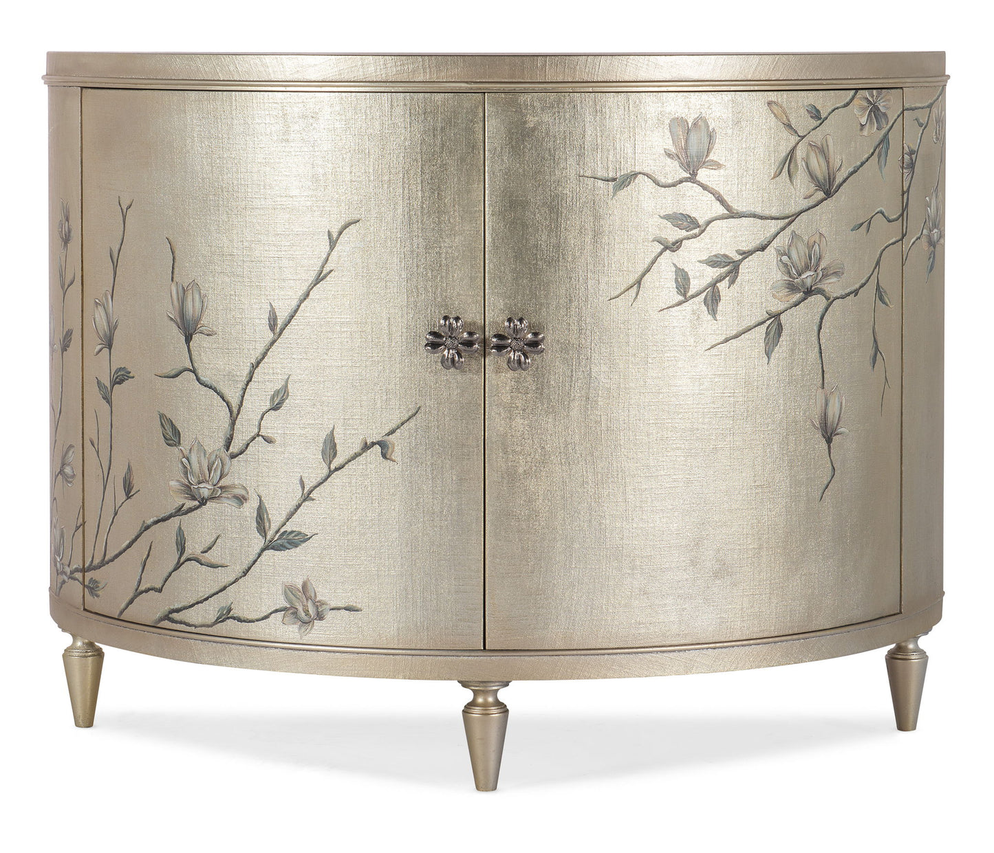Melange - Marguerite 2-Door Demilune Chest - Pearl Silver