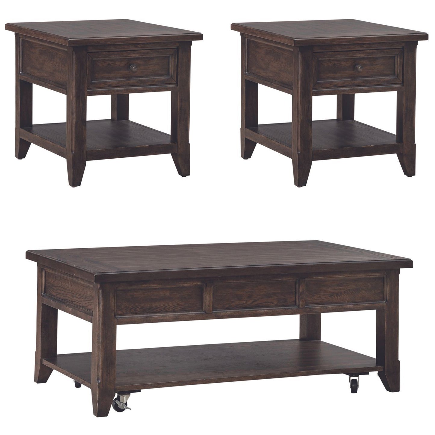Paradise Valley - 3 Piece Table Set (Lift Top Cocktail Table) - Dark Brown