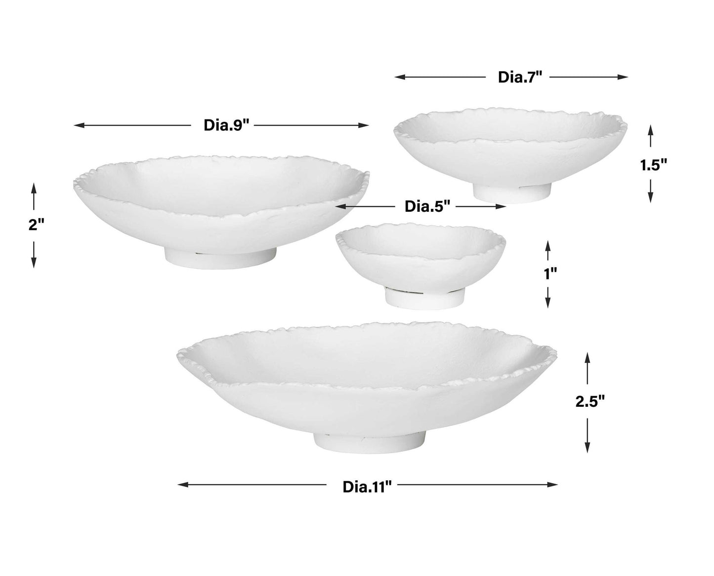 Lucky Coins - Metal Wall Bowls (Set of 4) - White