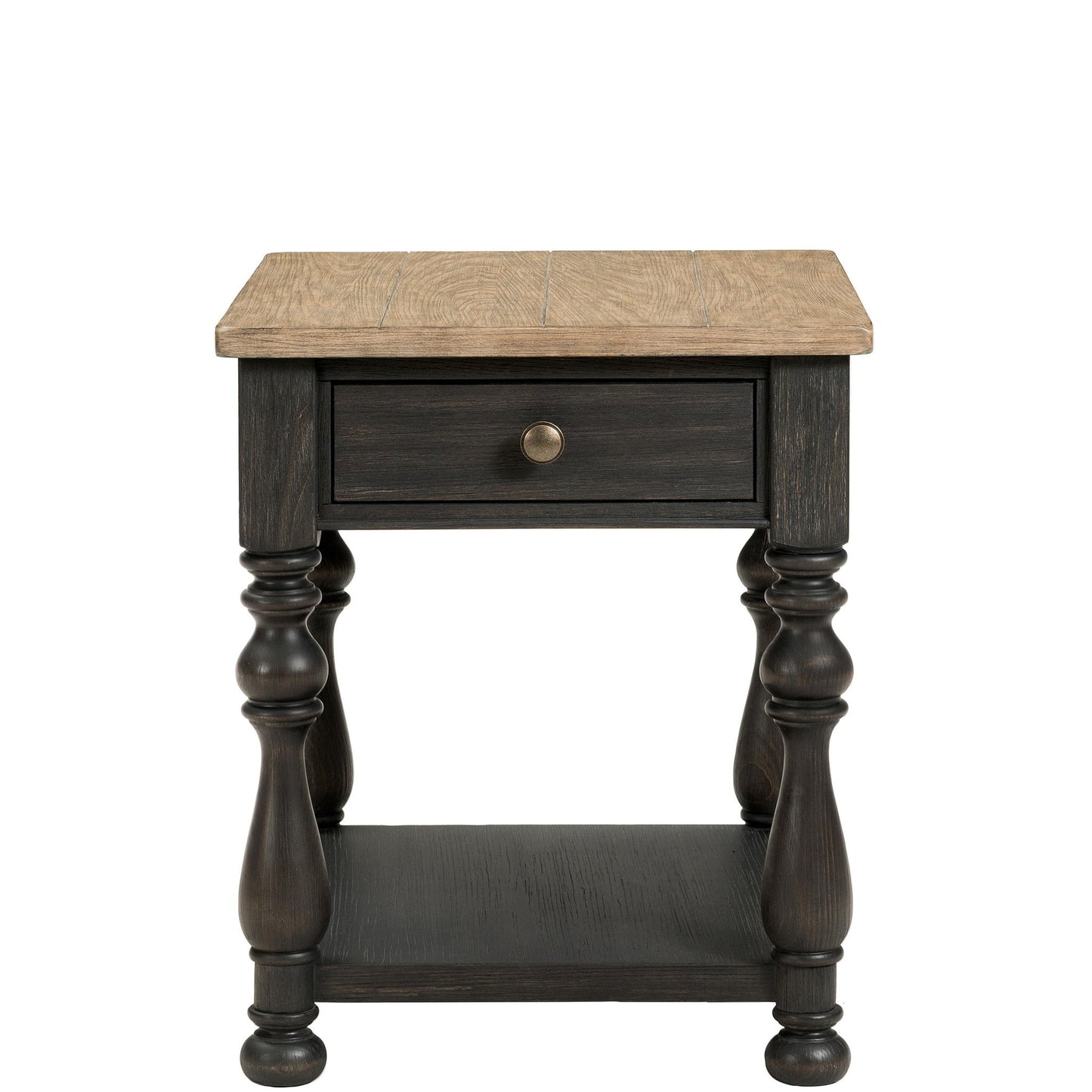 Barrington Two Tone - Side Table - Antique Oak / Matte Black