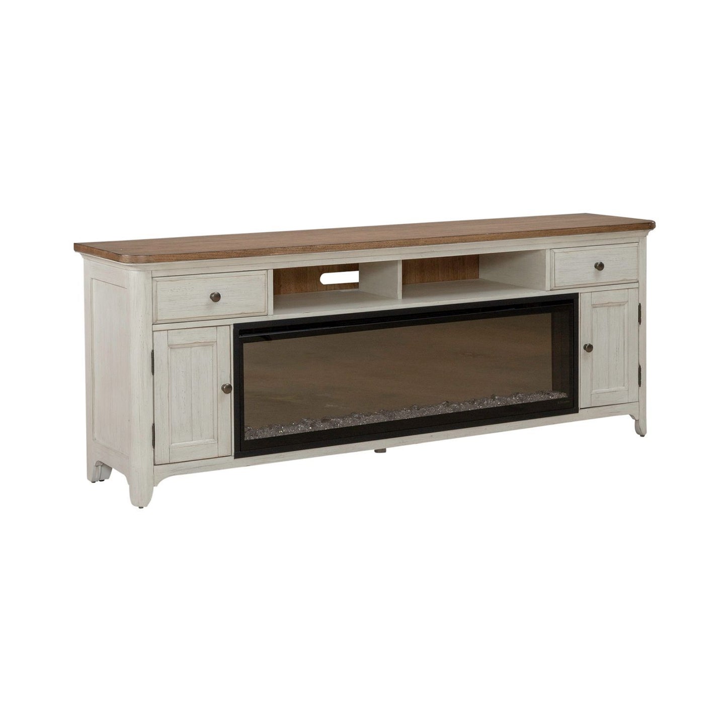 Fireplace TV Consoles - 652 80" Console With Fire FT - White