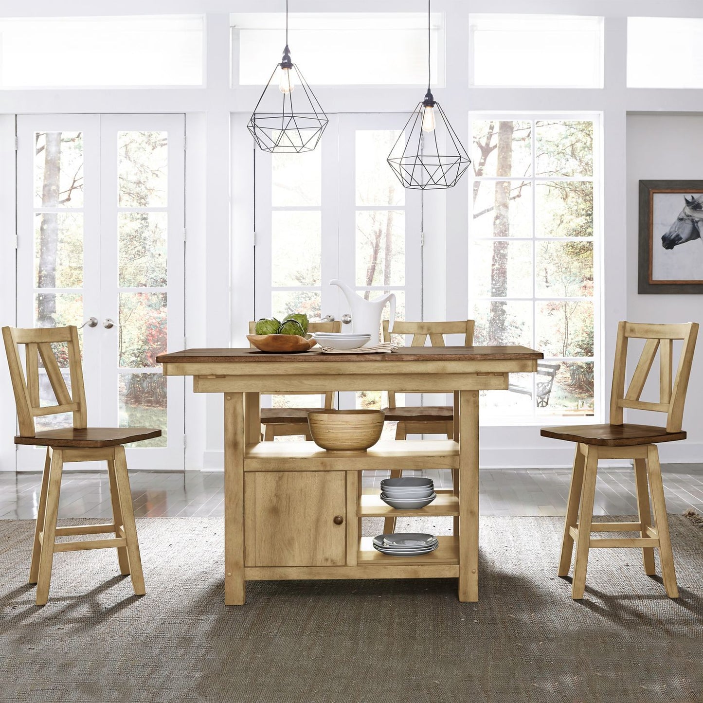 Lindsey Farm - Kitchen Island Base - Natural & Brown