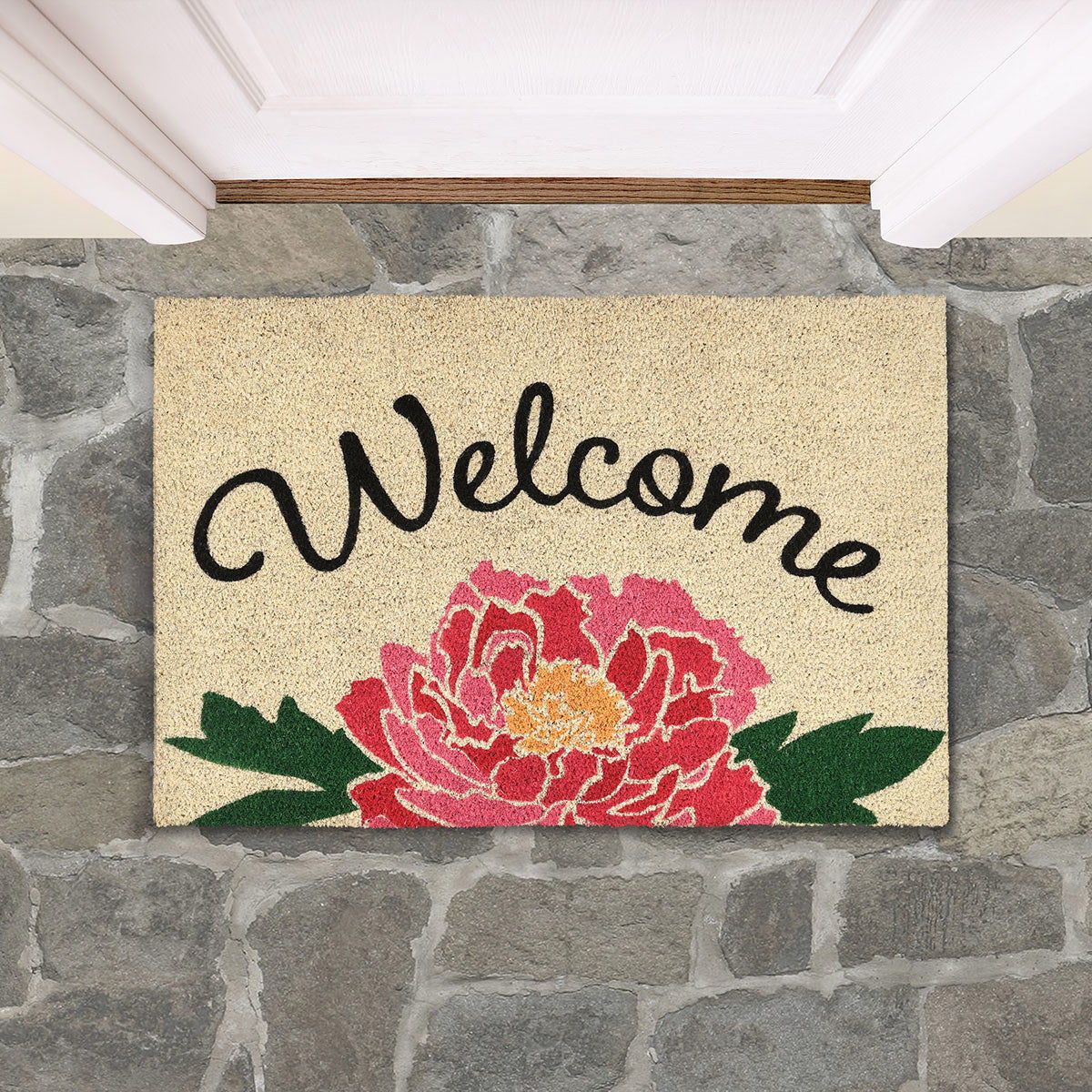 Doormats - Peony Welcome Doormat - Pink Multi / Sand