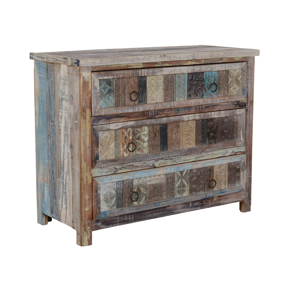 Baltim - 3 Drawer Print Block Dresser - Butterwood Blend
