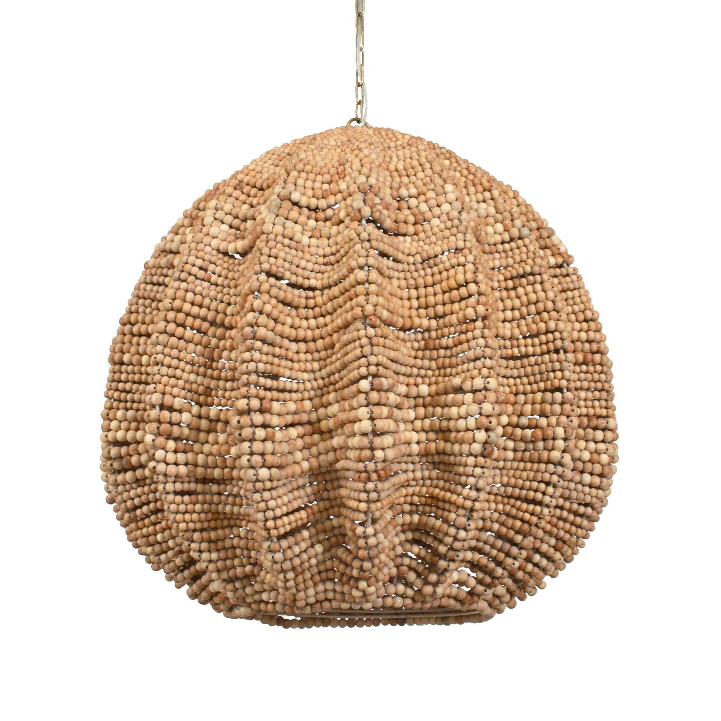 Kauri - 5 Light Wooden Bead Pendant - Brass / Woodtone