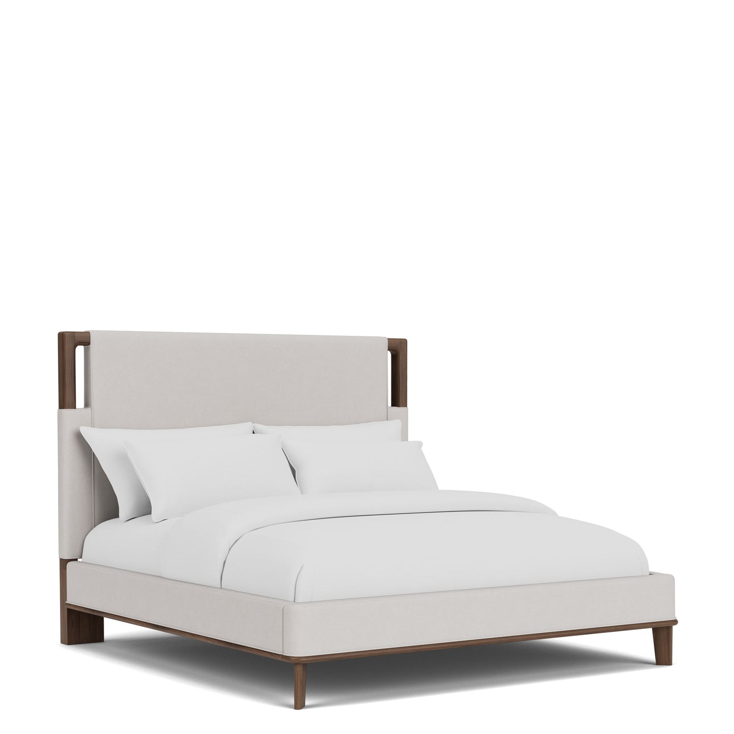 Delia - Queen Upholstered Headboard - Nouveau Walnut / Beige