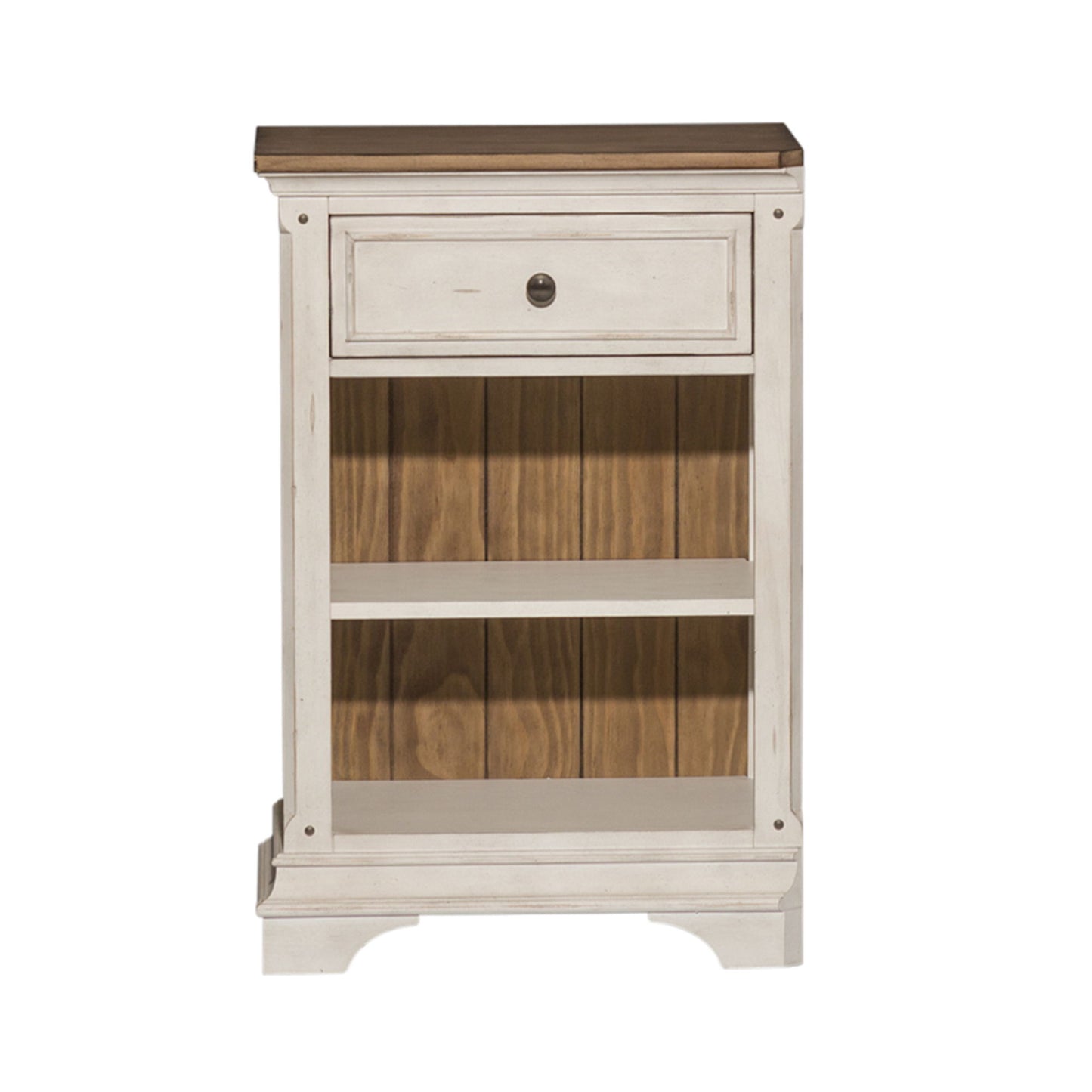 Morgan Creek - Left Pier Base - Antique White / Wirebrushed Tobacco Accents