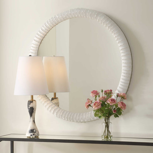 Akiko - Round Mirror - White