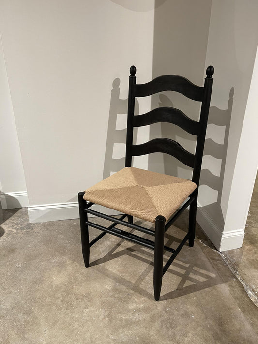 Vintage Market - Rush Seat Ladder Back Side Chair (Set of 2) - Kettle Black